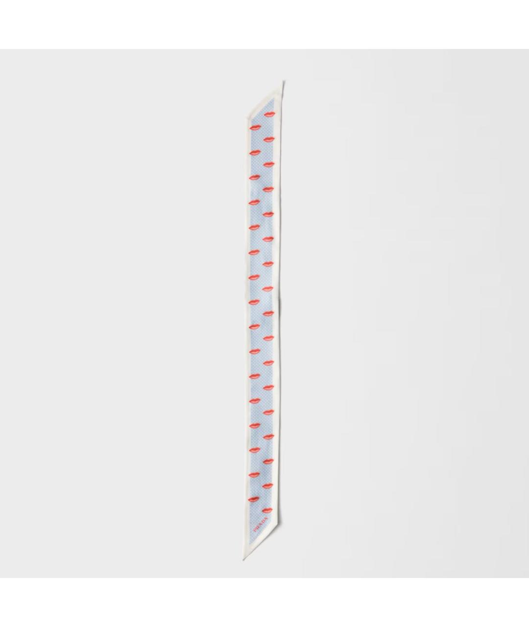 PRADA Голубой шелковый шарф, фото 3