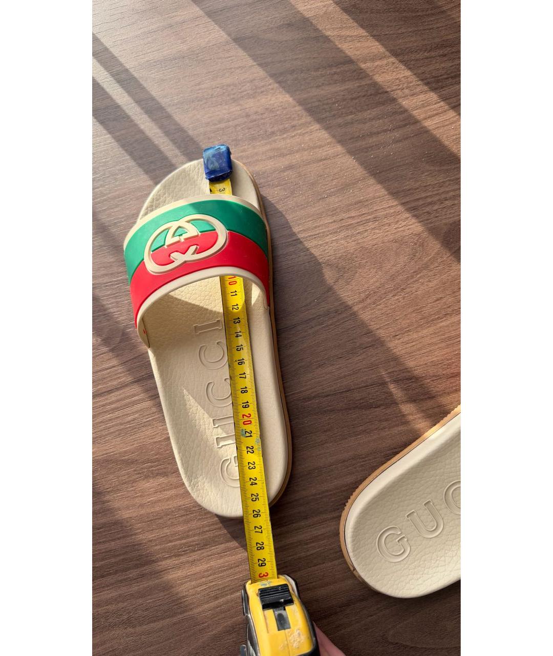 GUCCI Бежевые резиновые шлепанцы, фото 4