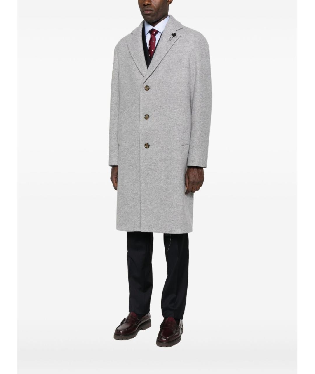 LARDINI Серое шерстяное пальто, фото 3