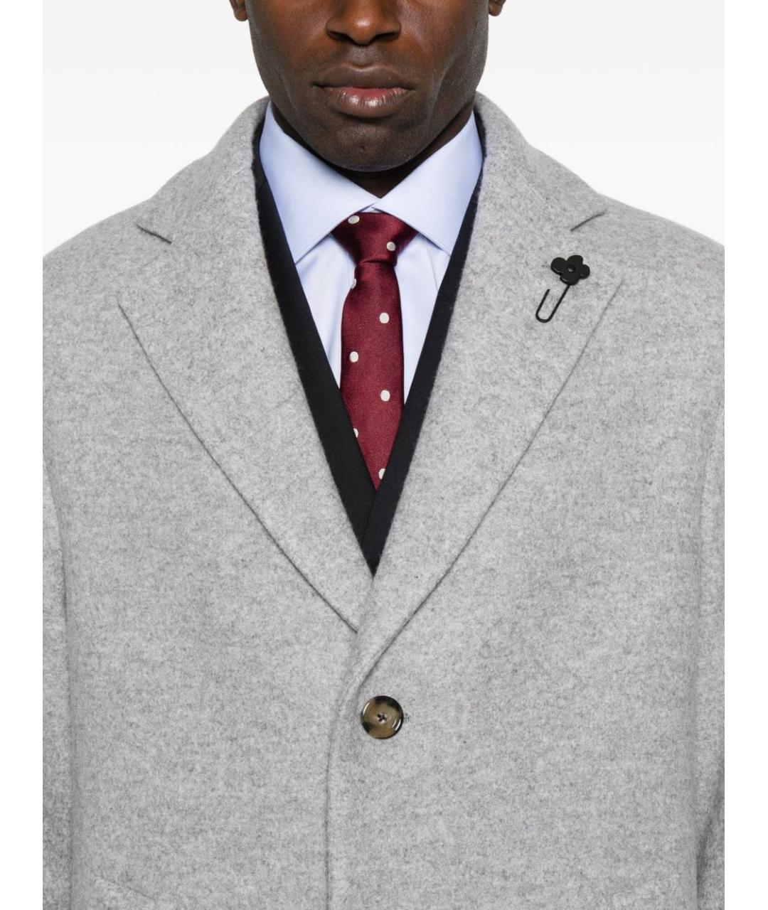 LARDINI Серое шерстяное пальто, фото 5