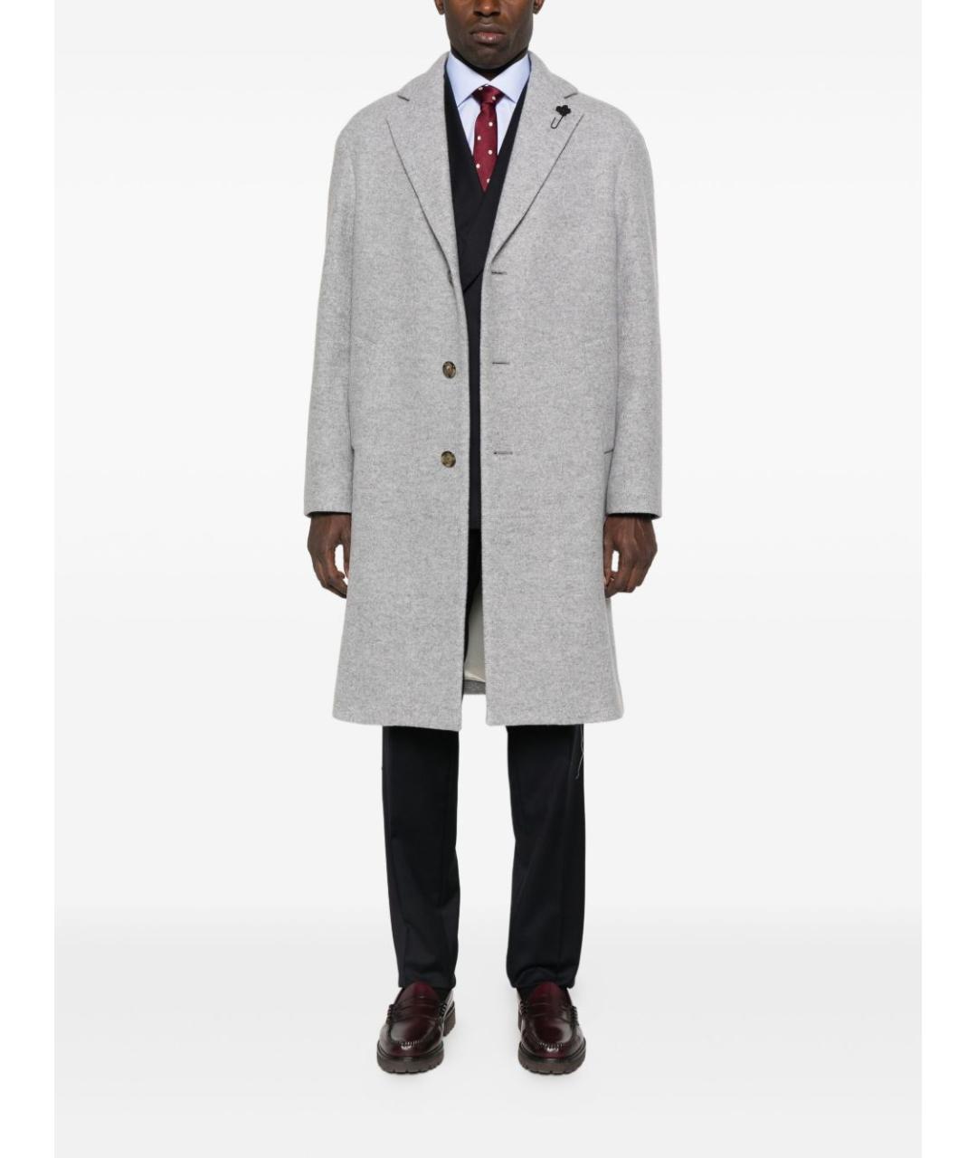 LARDINI Серое шерстяное пальто, фото 2