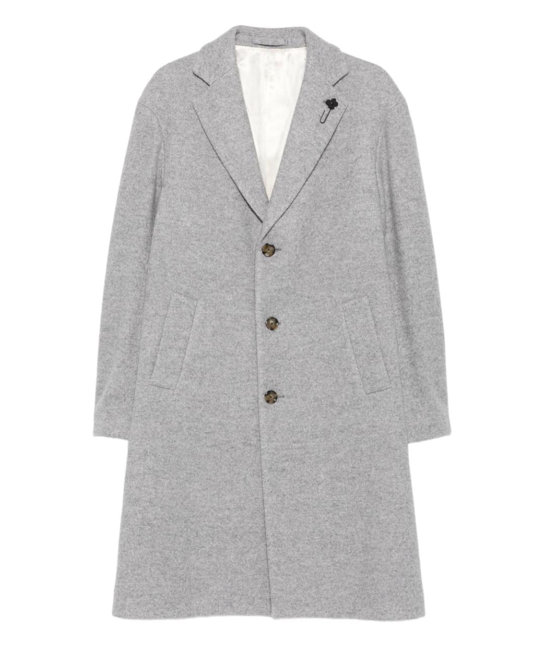 LARDINI Серое шерстяное пальто, фото 1