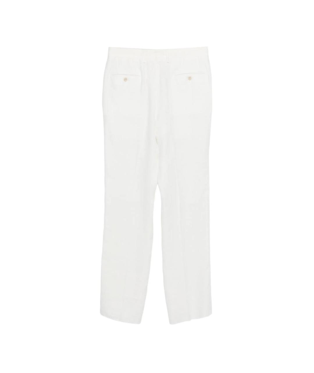 LARDINI Белые льняные повседневные брюки, фото 2