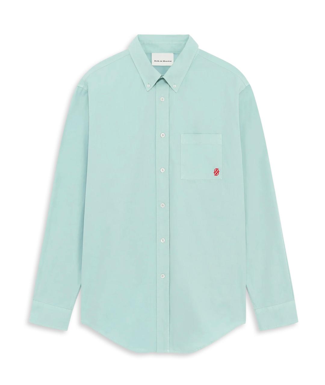 Drole de Monsieur Голубая хлопковая кэжуал рубашка, фото 1