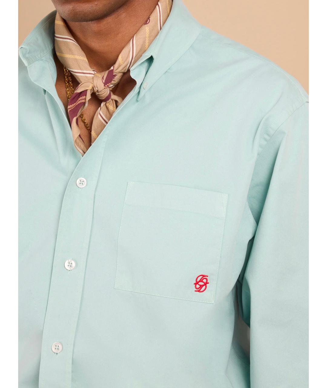 Drole de Monsieur Голубая хлопковая кэжуал рубашка, фото 3