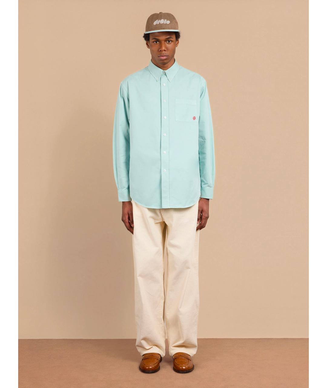 Drole de Monsieur Голубая хлопковая кэжуал рубашка, фото 2