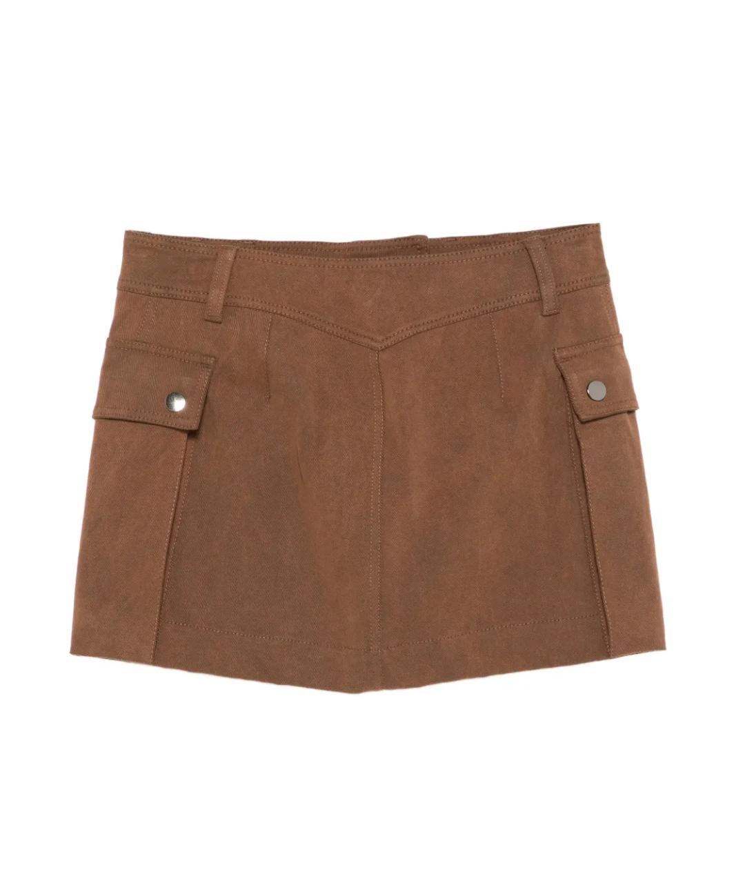 THE ANDAMANE Коричневая хлопковая юбка мини, фото 2