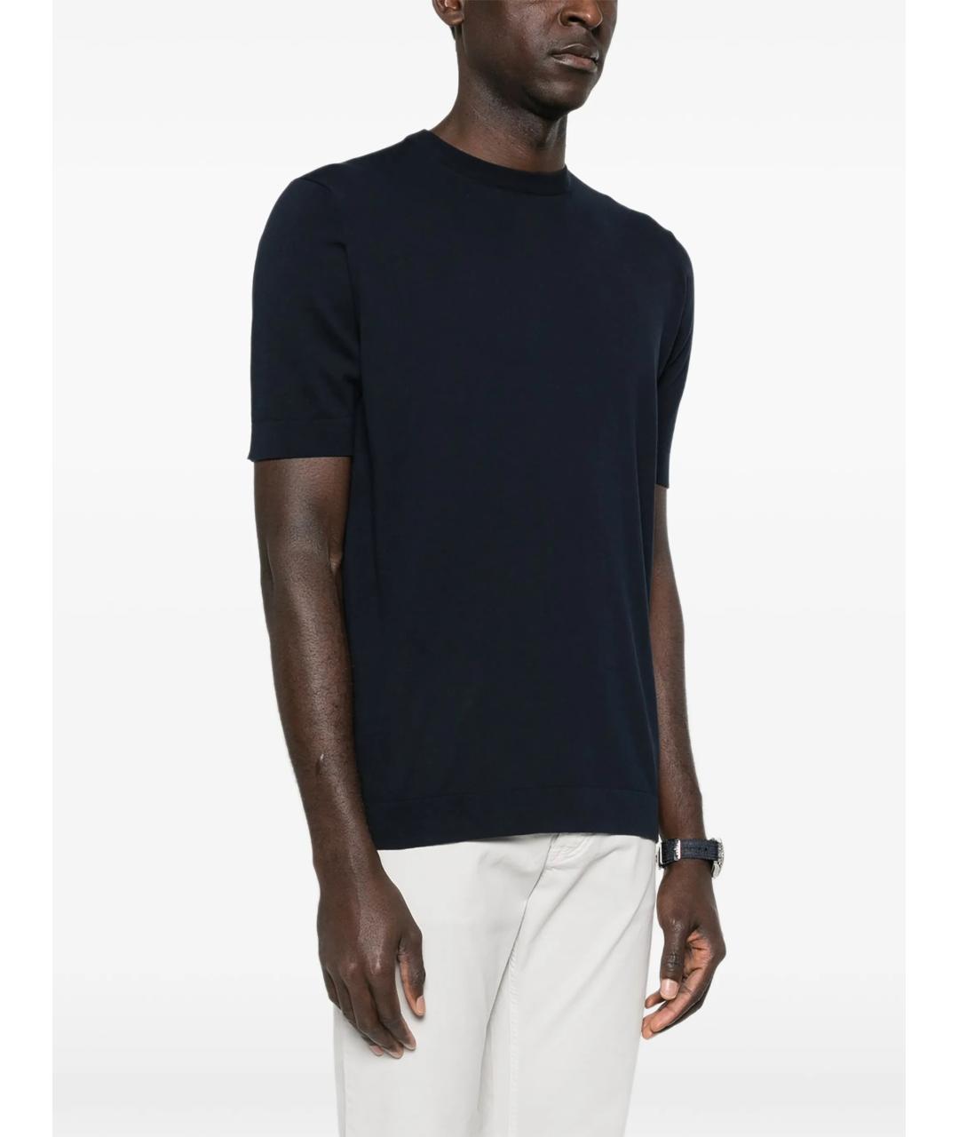 LARDINI Темно-синяя хлопковая футболка, фото 3