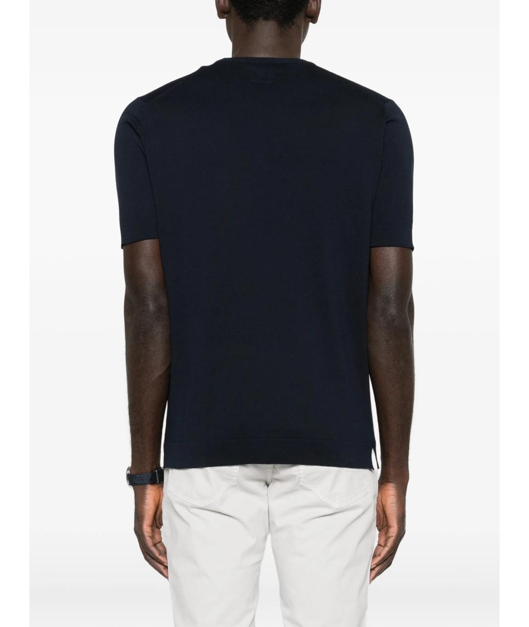 LARDINI Темно-синяя хлопковая футболка, фото 4