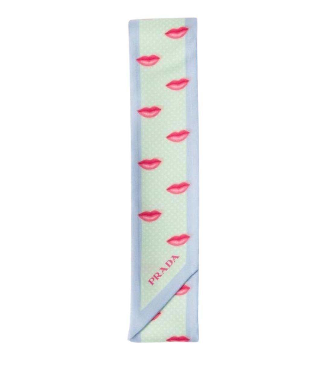 PRADA Салатовый шелковый шарф, фото 1