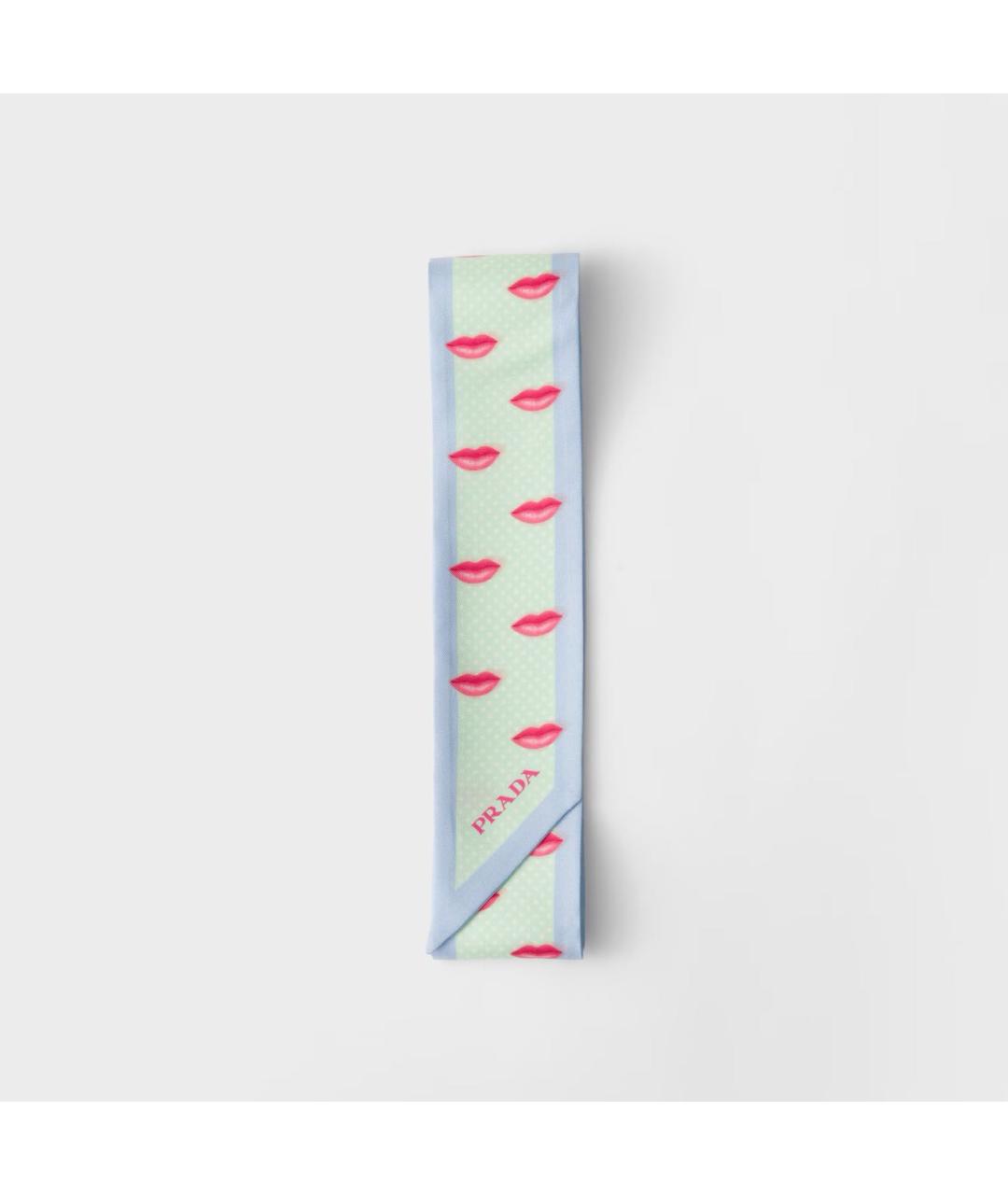 PRADA Салатовый шелковый шарф, фото 4