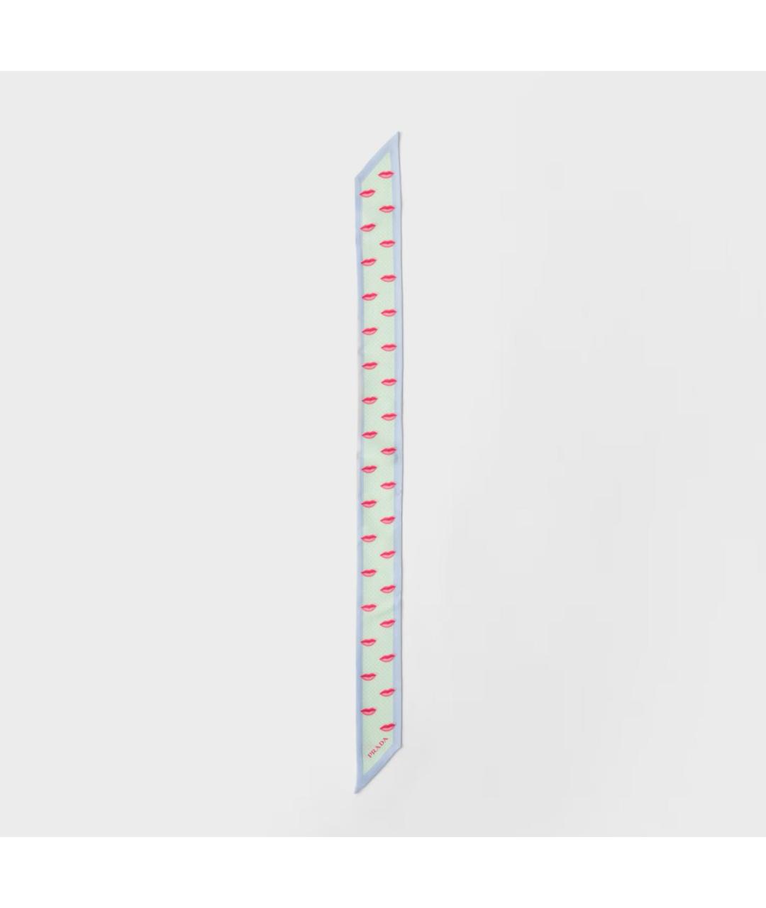 PRADA Салатовый шелковый шарф, фото 3