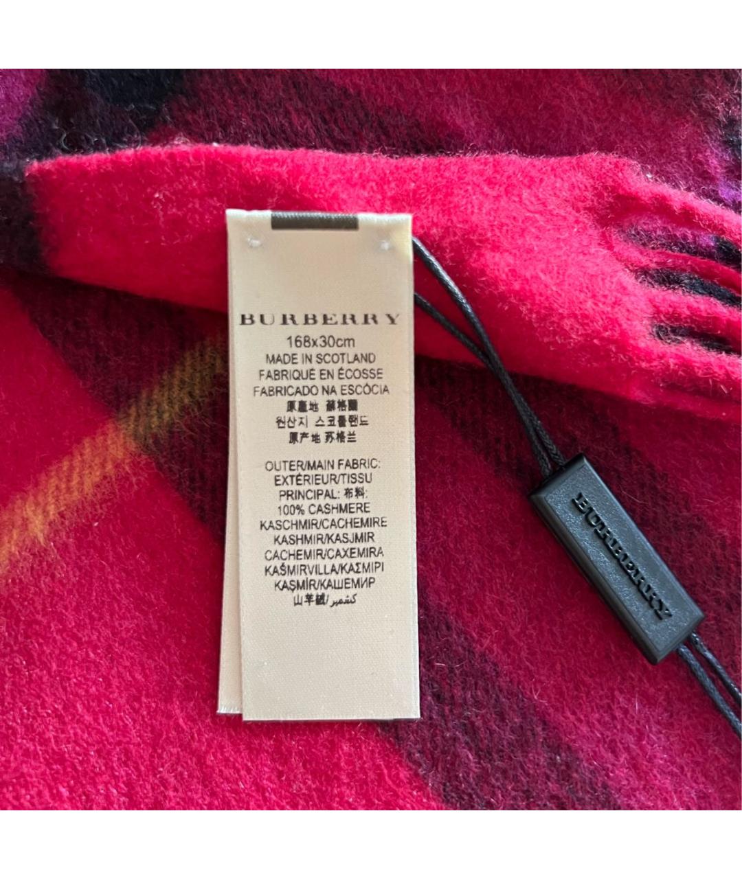 BURBERRY Красный кашемировый шарф, фото 4