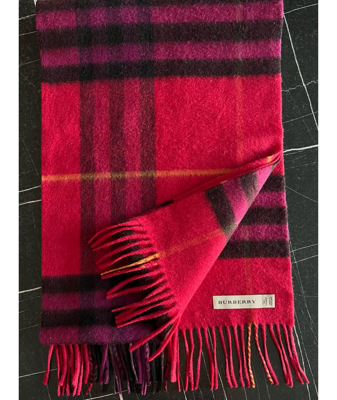 BURBERRY Красный кашемировый шарф, фото 9