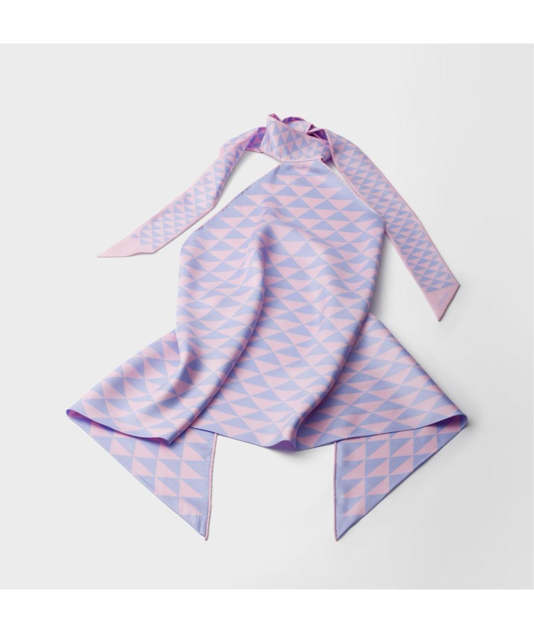 PRADA Розовый шелковый платок, фото 3