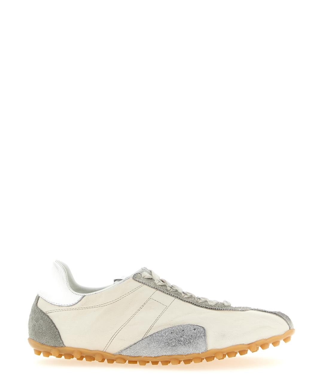 MAISON MARGIELA Серые кожаные низкие кроссовки / кеды, фото 1