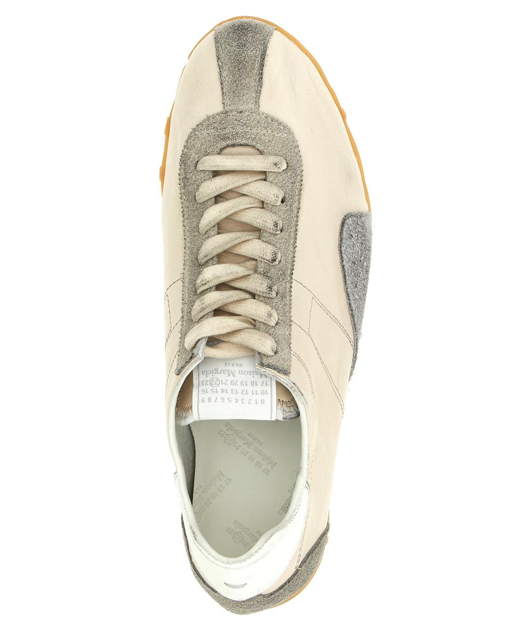 MAISON MARGIELA Серые кожаные низкие кроссовки / кеды, фото 4