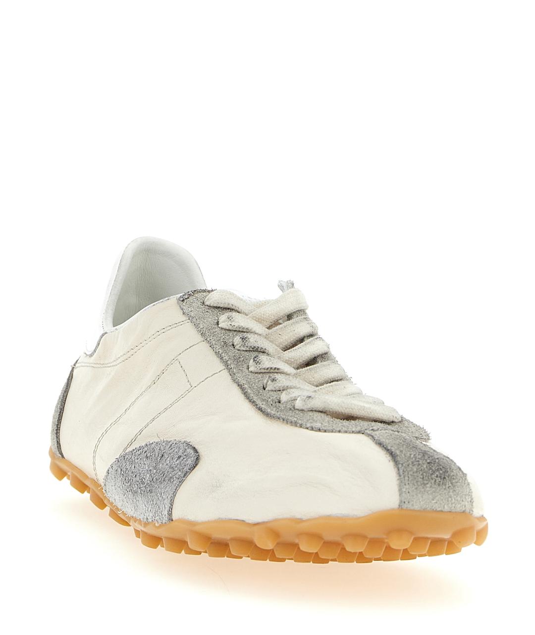 MAISON MARGIELA Серые кожаные низкие кроссовки / кеды, фото 2