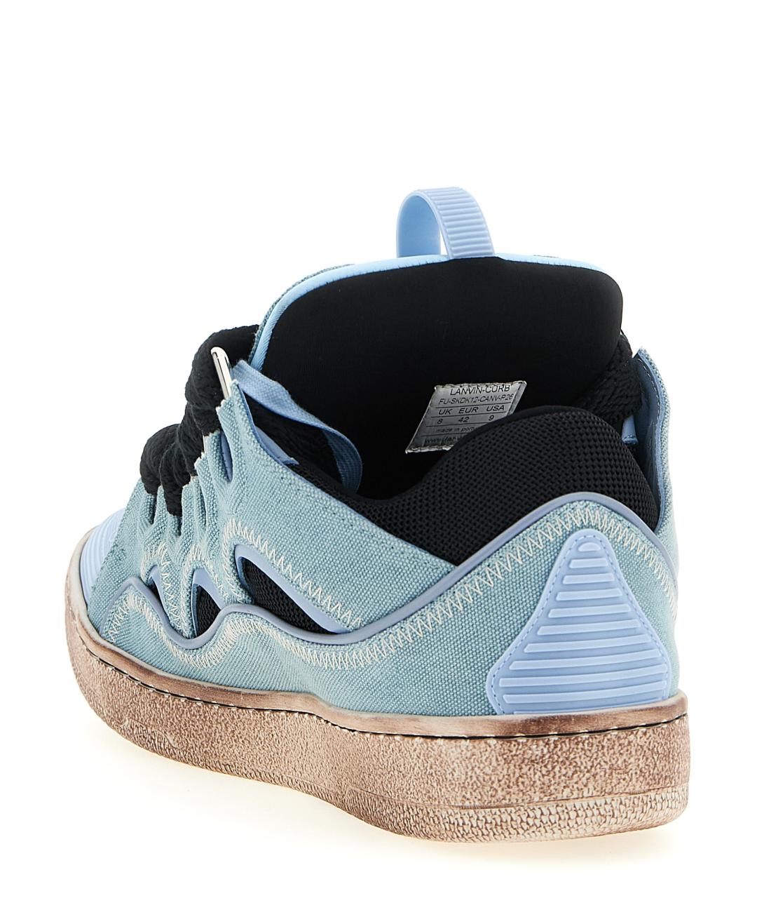 LANVIN Голубые текстильные низкие кроссовки / кеды, фото 3