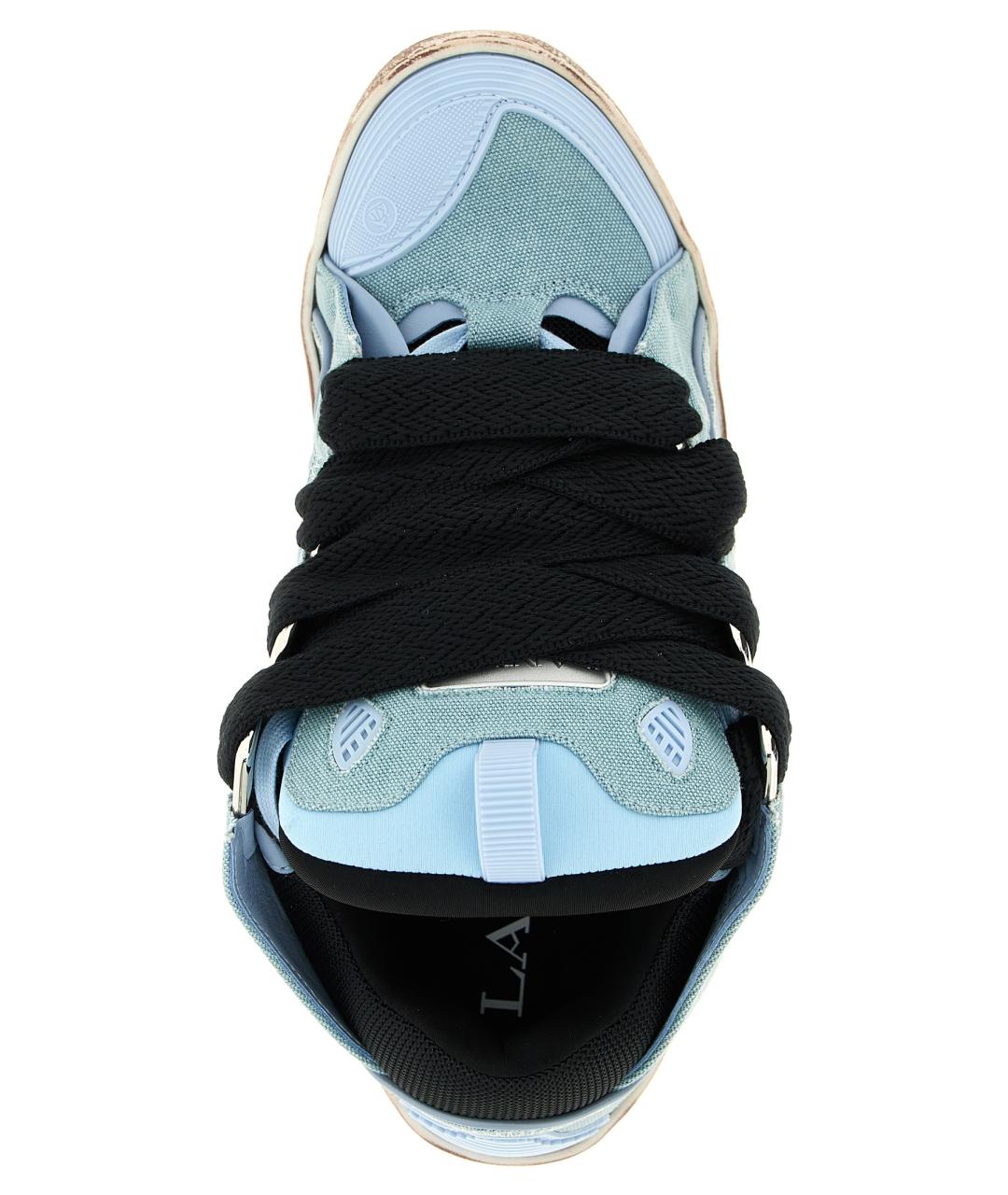 LANVIN Голубые текстильные низкие кроссовки / кеды, фото 4