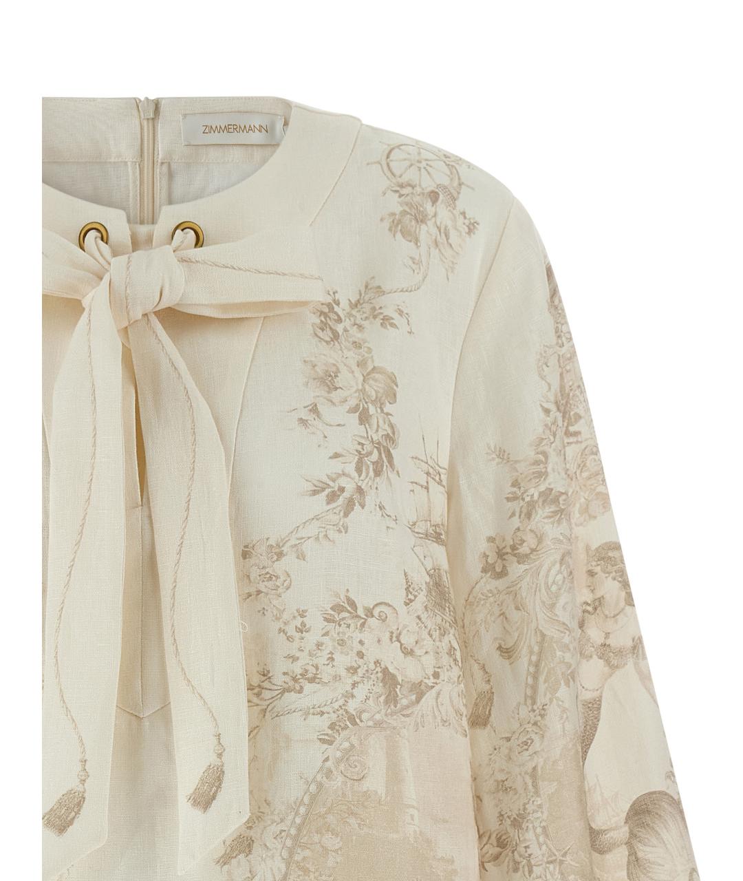 ZIMMERMANN Бежевое льняное повседневное платье, фото 3