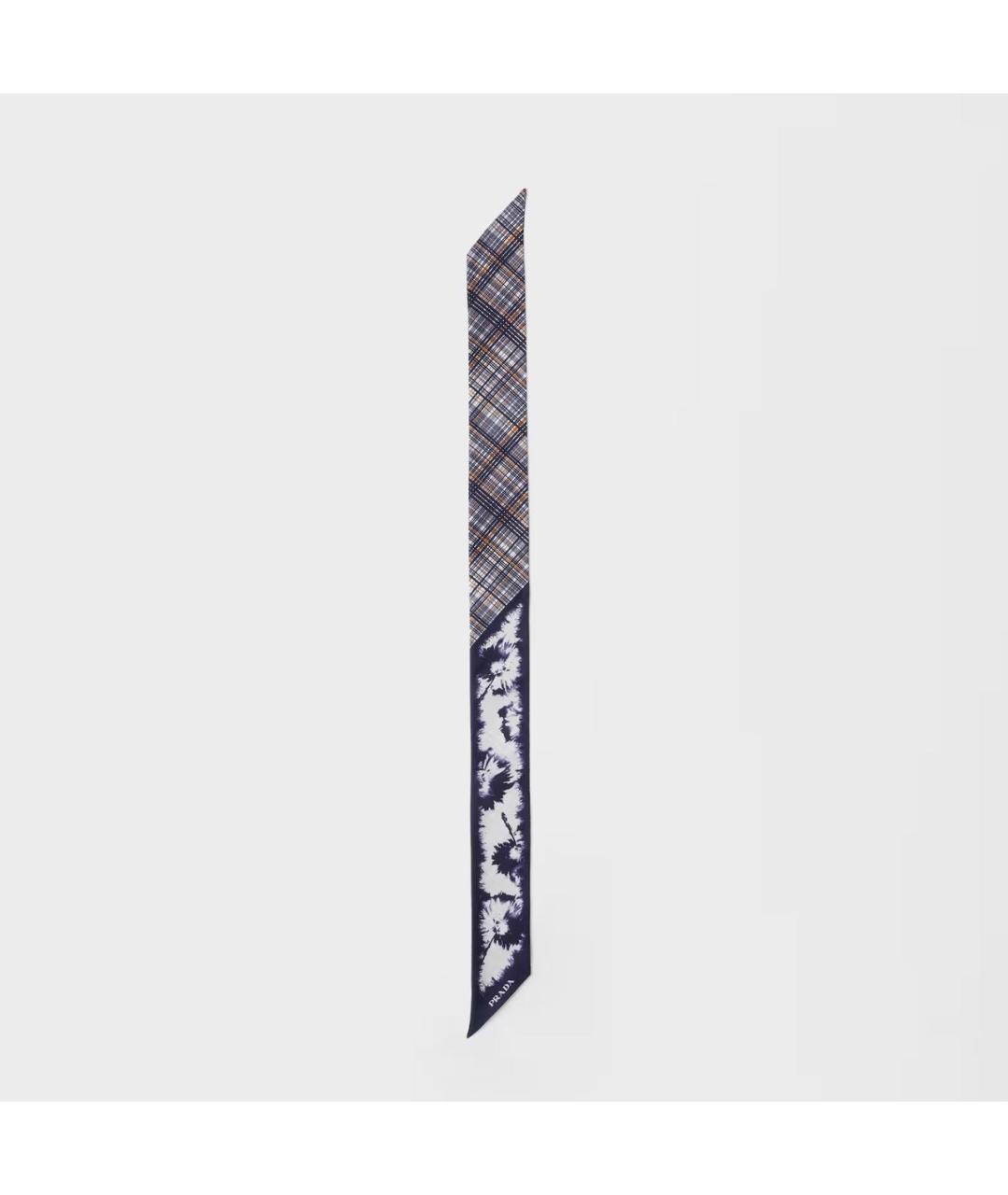PRADA Темно-синий шелковый шарф, фото 3