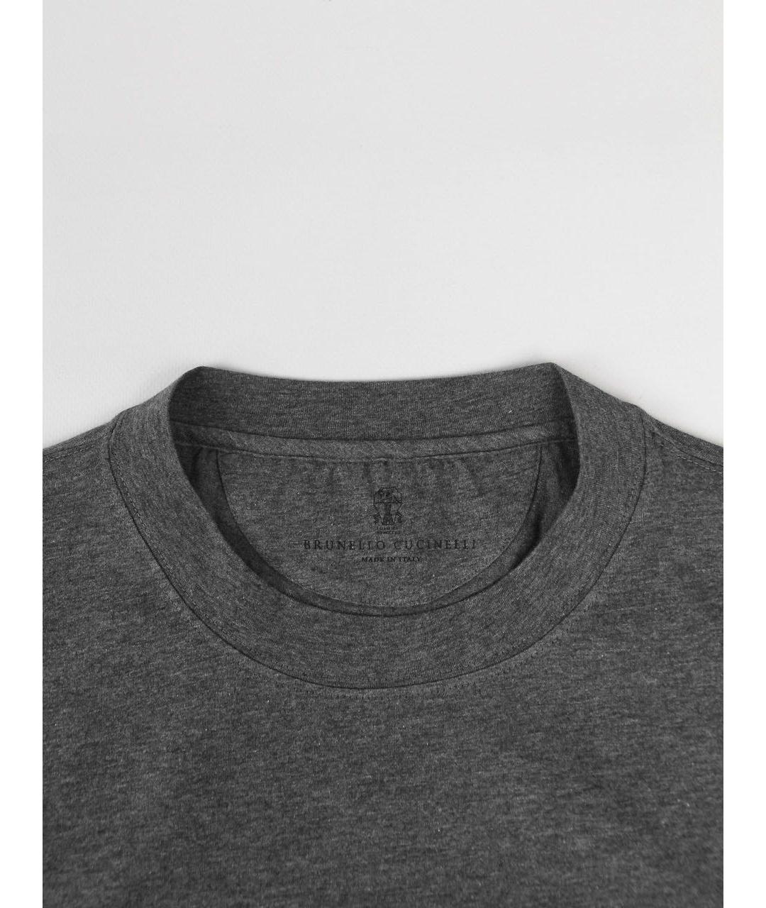 BRUNELLO CUCINELLI Антрацитовая хлопковая футболка, фото 5