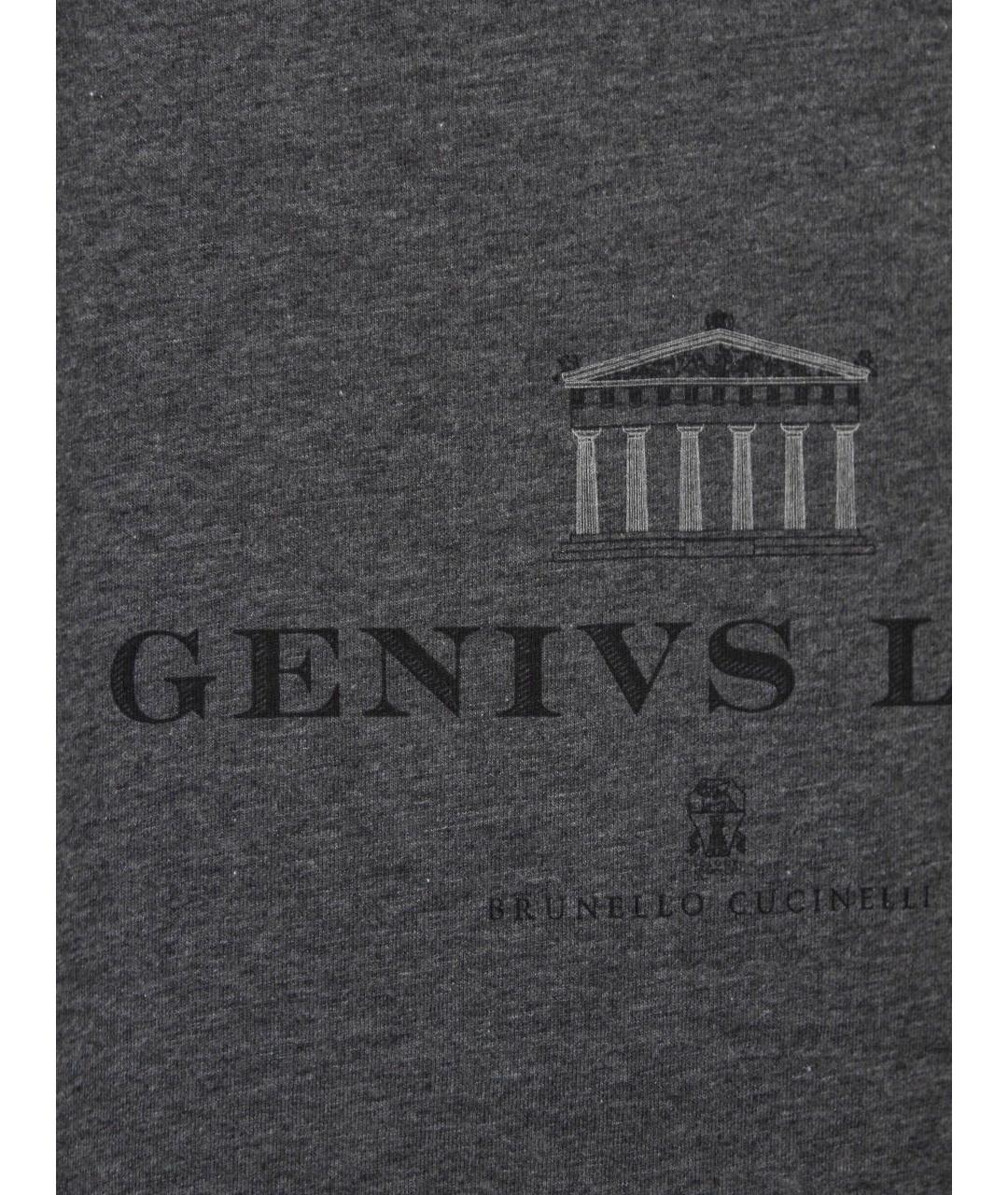 BRUNELLO CUCINELLI Антрацитовая хлопковая футболка, фото 3