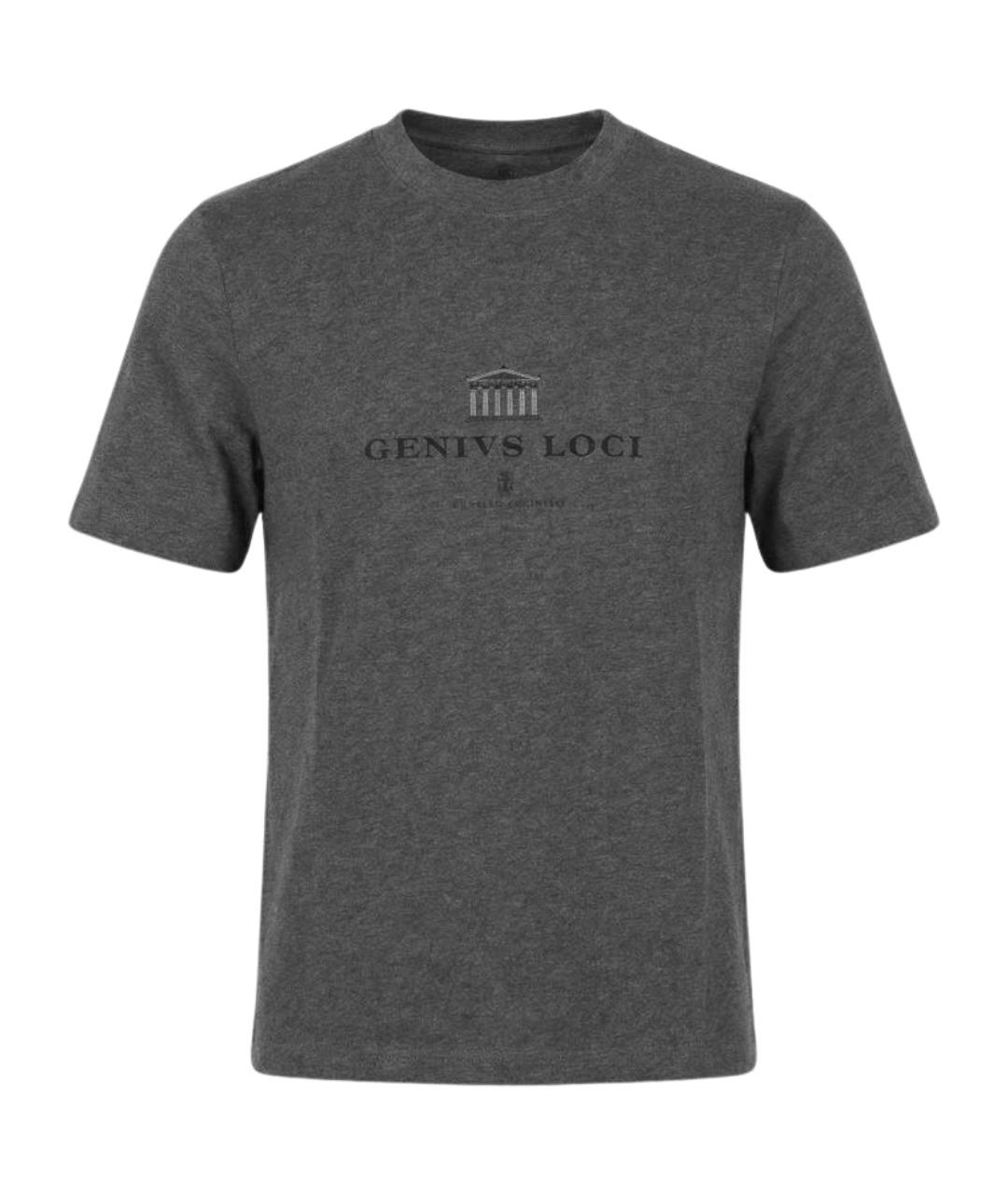 BRUNELLO CUCINELLI Антрацитовая хлопковая футболка, фото 1