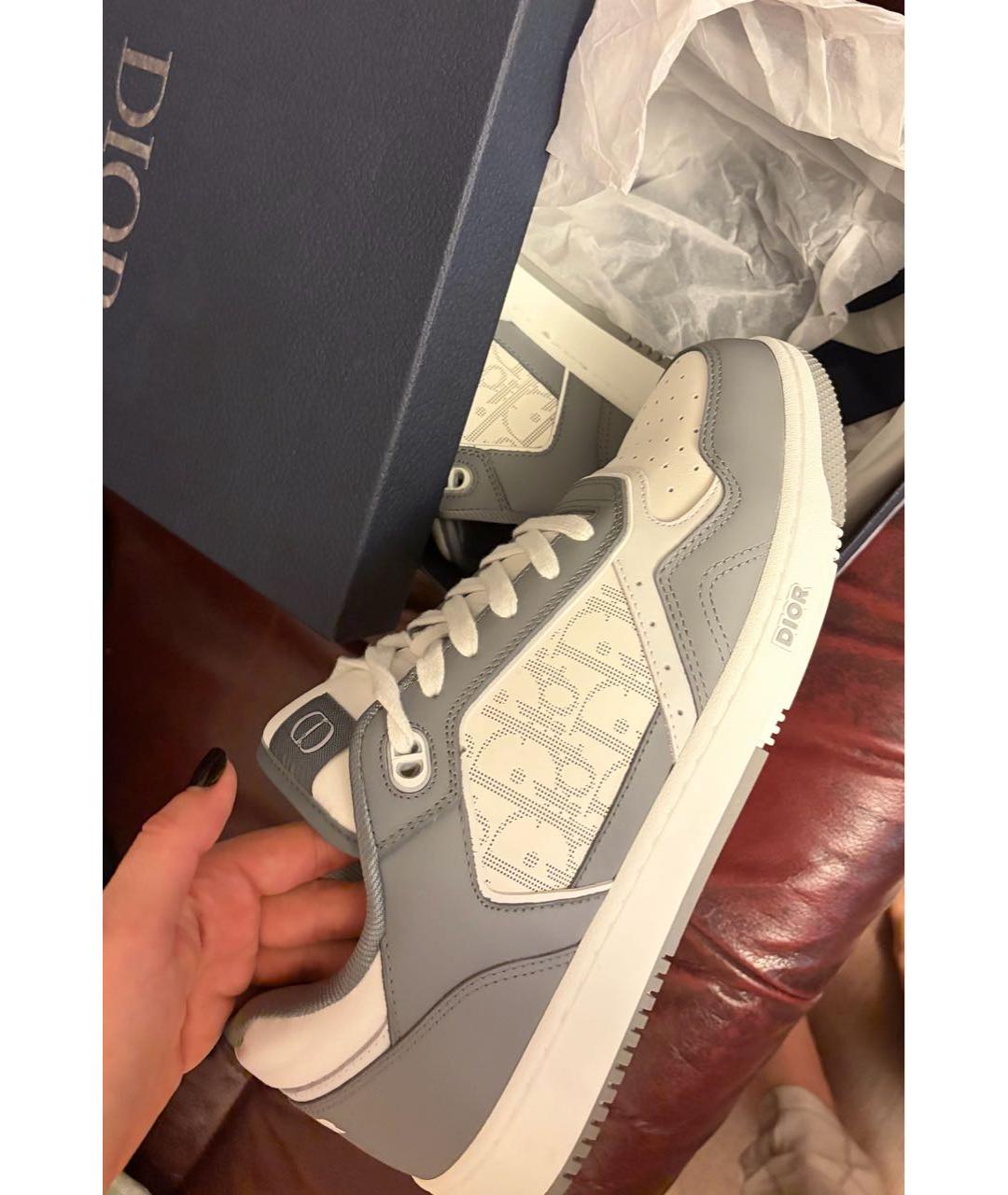 CHRISTIAN DIOR Серые кожаные высокие кроссовки / кеды, фото 6