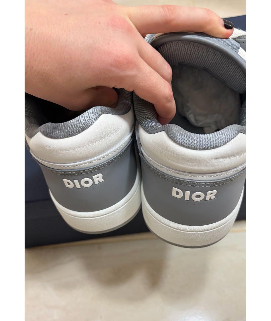 CHRISTIAN DIOR Серые кожаные высокие кроссовки / кеды, фото 4