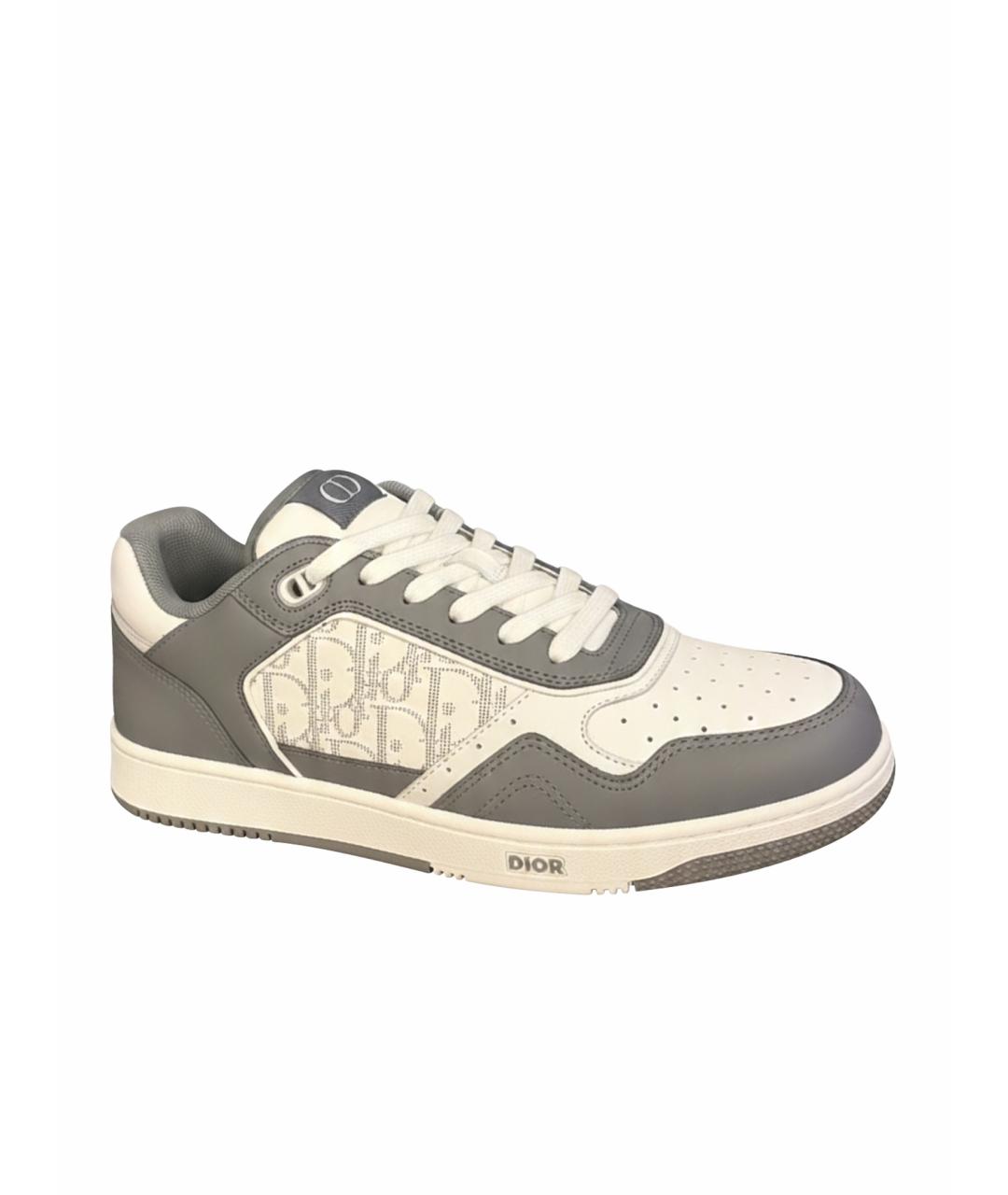 CHRISTIAN DIOR Серые кожаные высокие кроссовки / кеды, фото 1