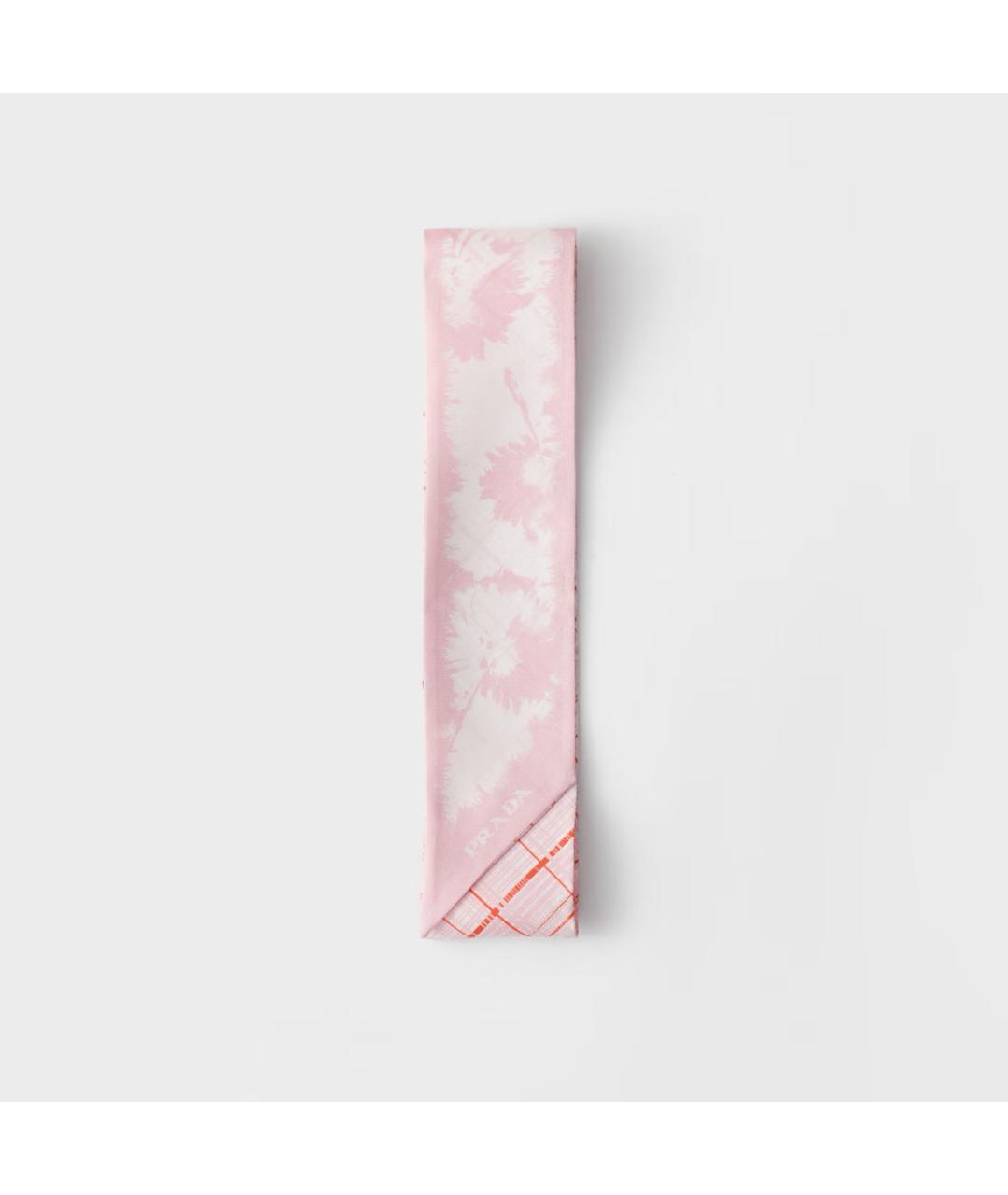 PRADA Розовый шелковый шарф, фото 4