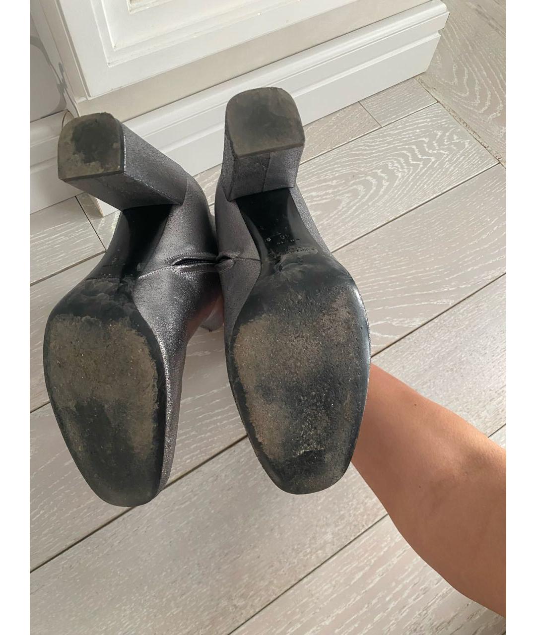 SAINT LAURENT Серебряные кожаные ботильоны, фото 5