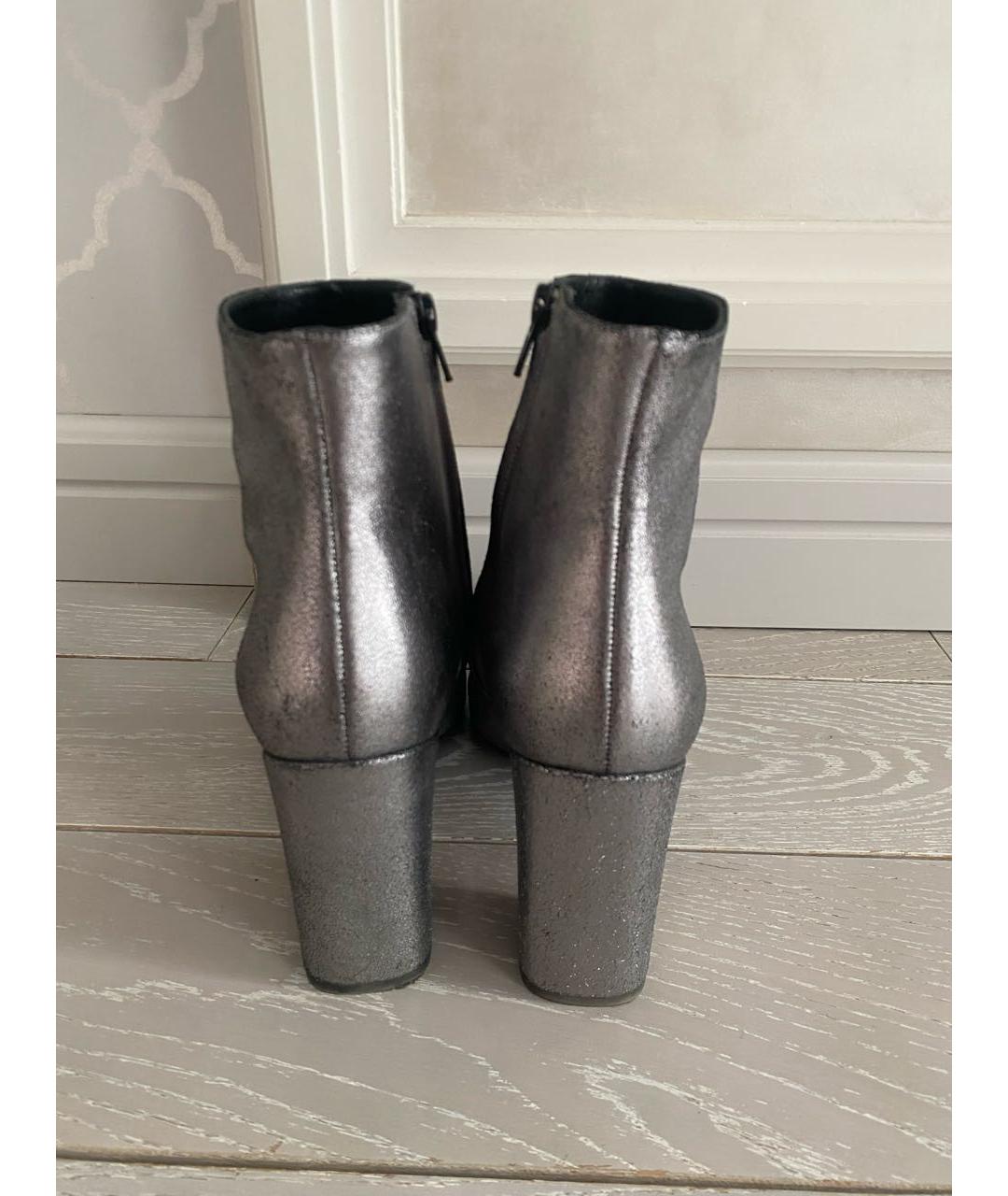 SAINT LAURENT Серебряные кожаные ботильоны, фото 4