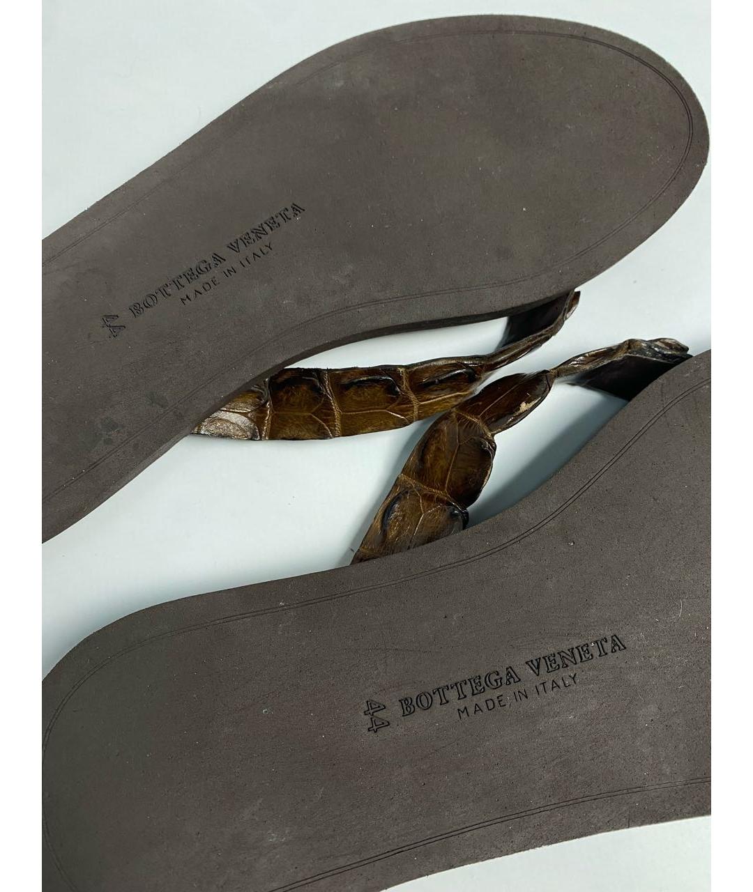 BOTTEGA VENETA Коричневые кожаные шлепанцы, фото 4