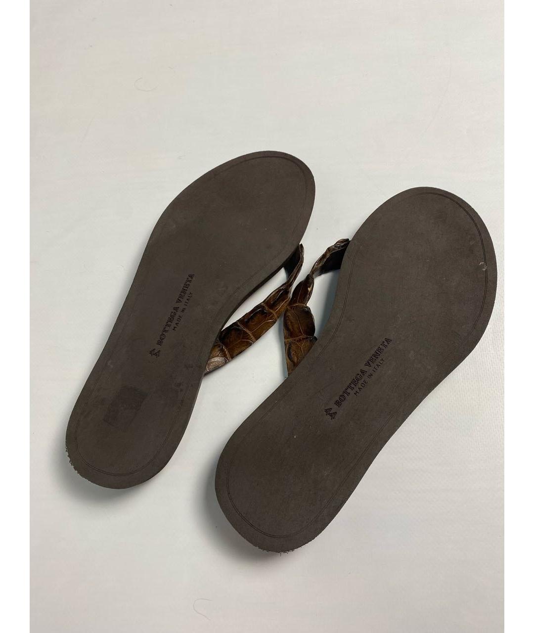 BOTTEGA VENETA Коричневые кожаные шлепанцы, фото 5