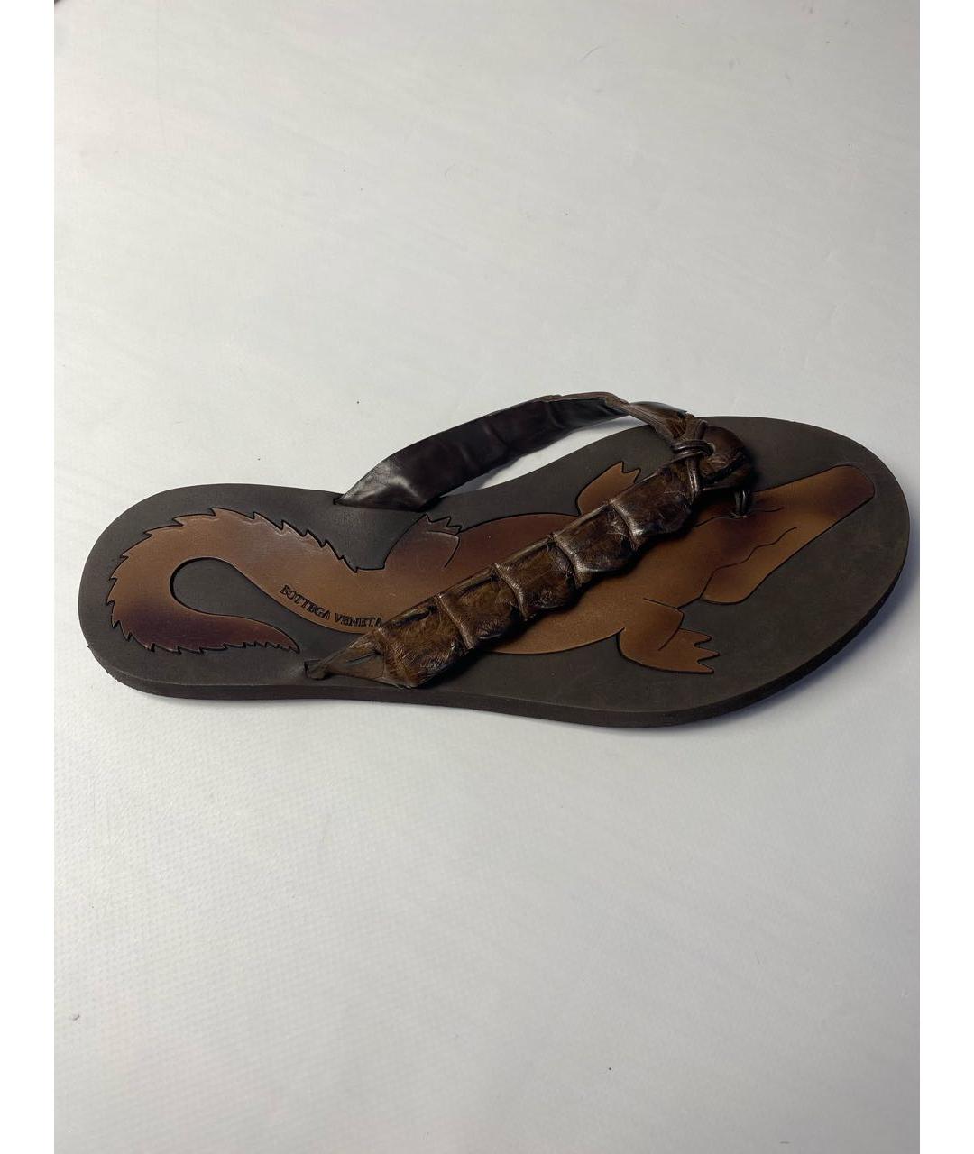 BOTTEGA VENETA Коричневые кожаные шлепанцы, фото 6
