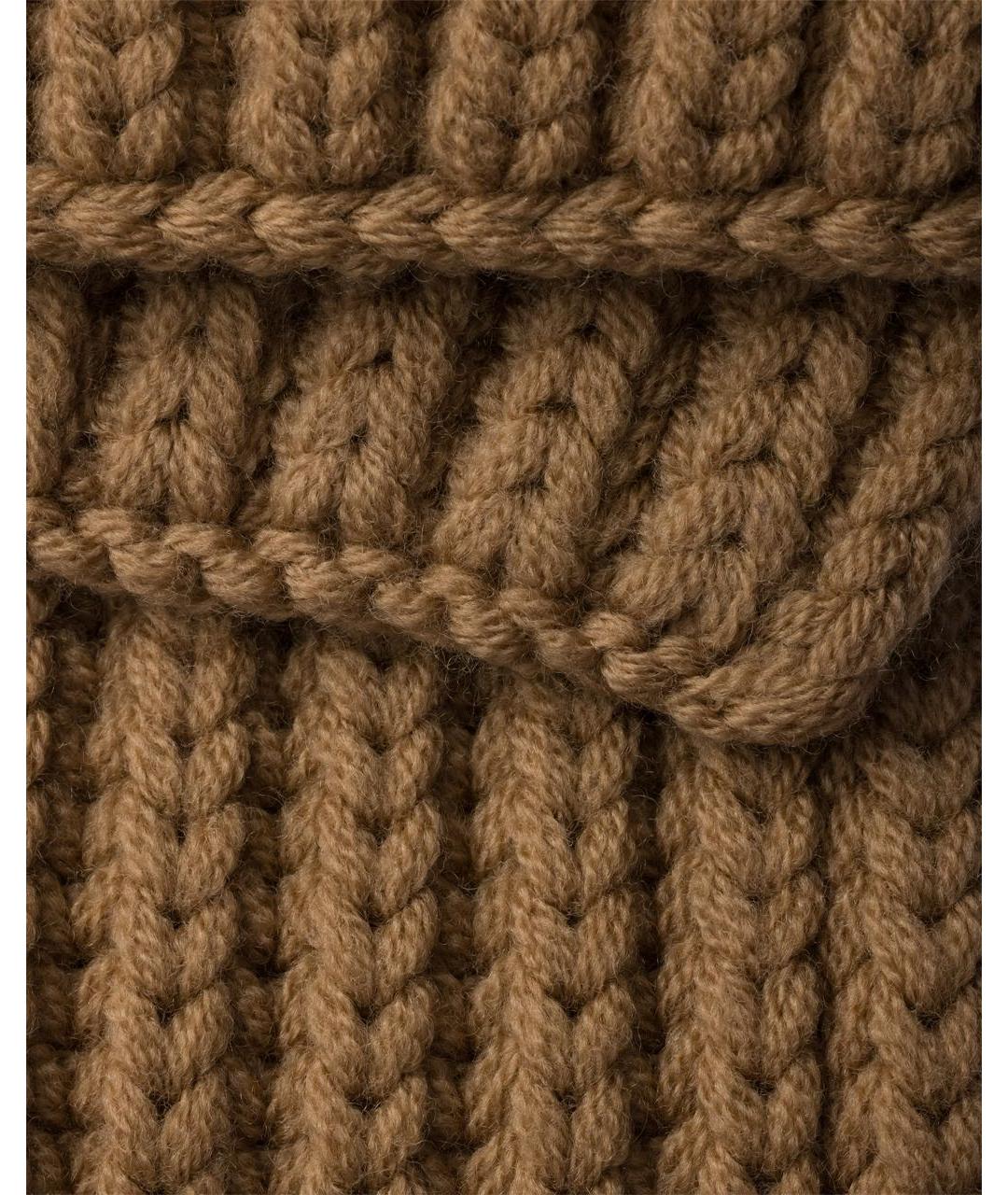 PRADA Коричневый шерстяной шарф, фото 4