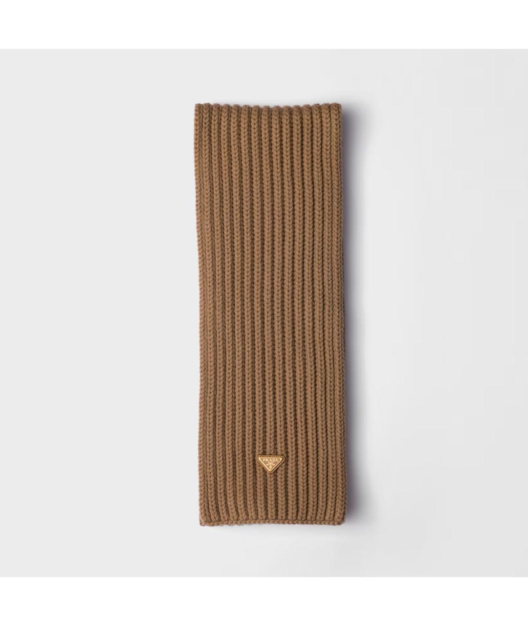 PRADA Коричневый шерстяной шарф, фото 5