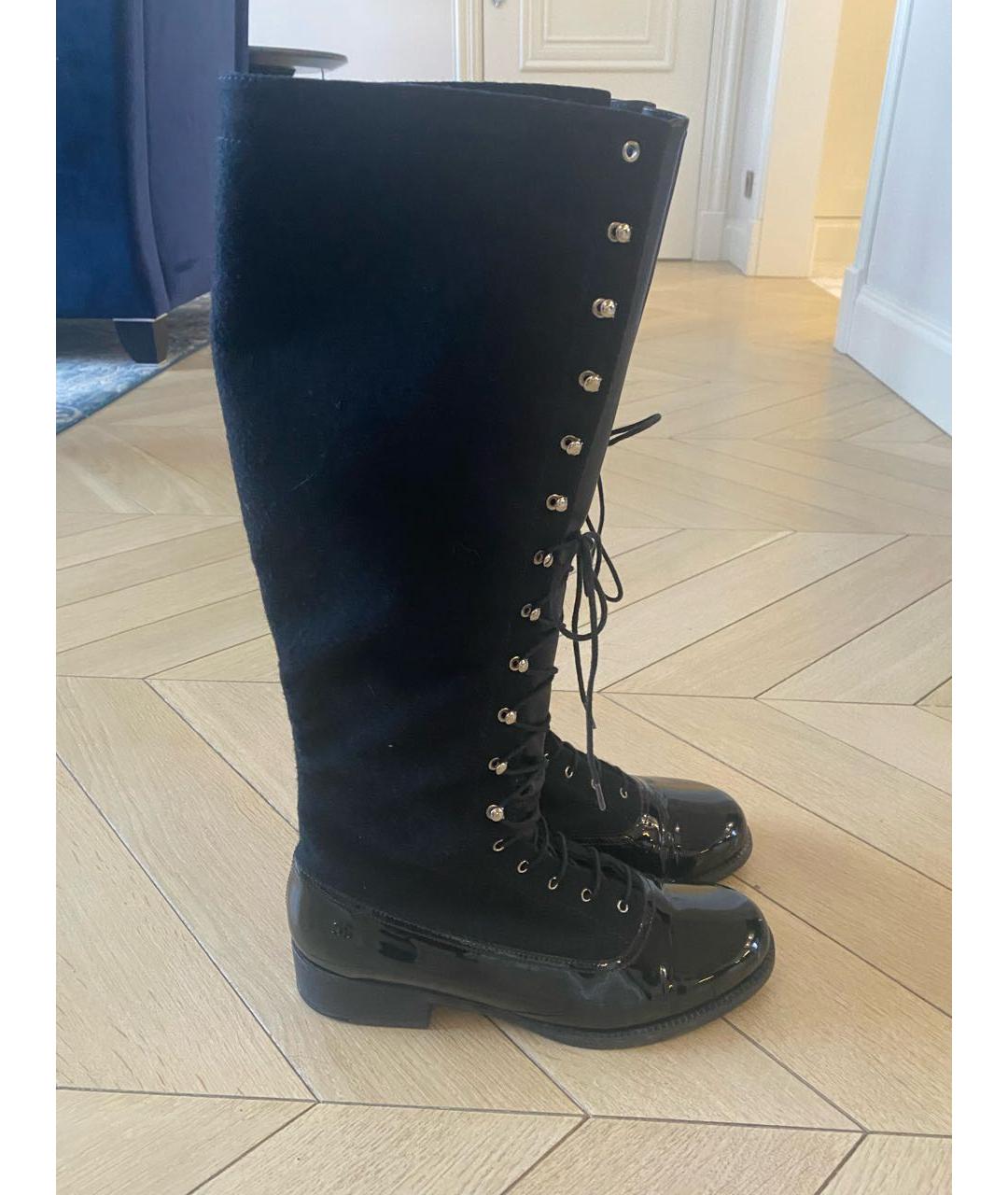 CHANEL Черные текстильные сапоги, фото 6