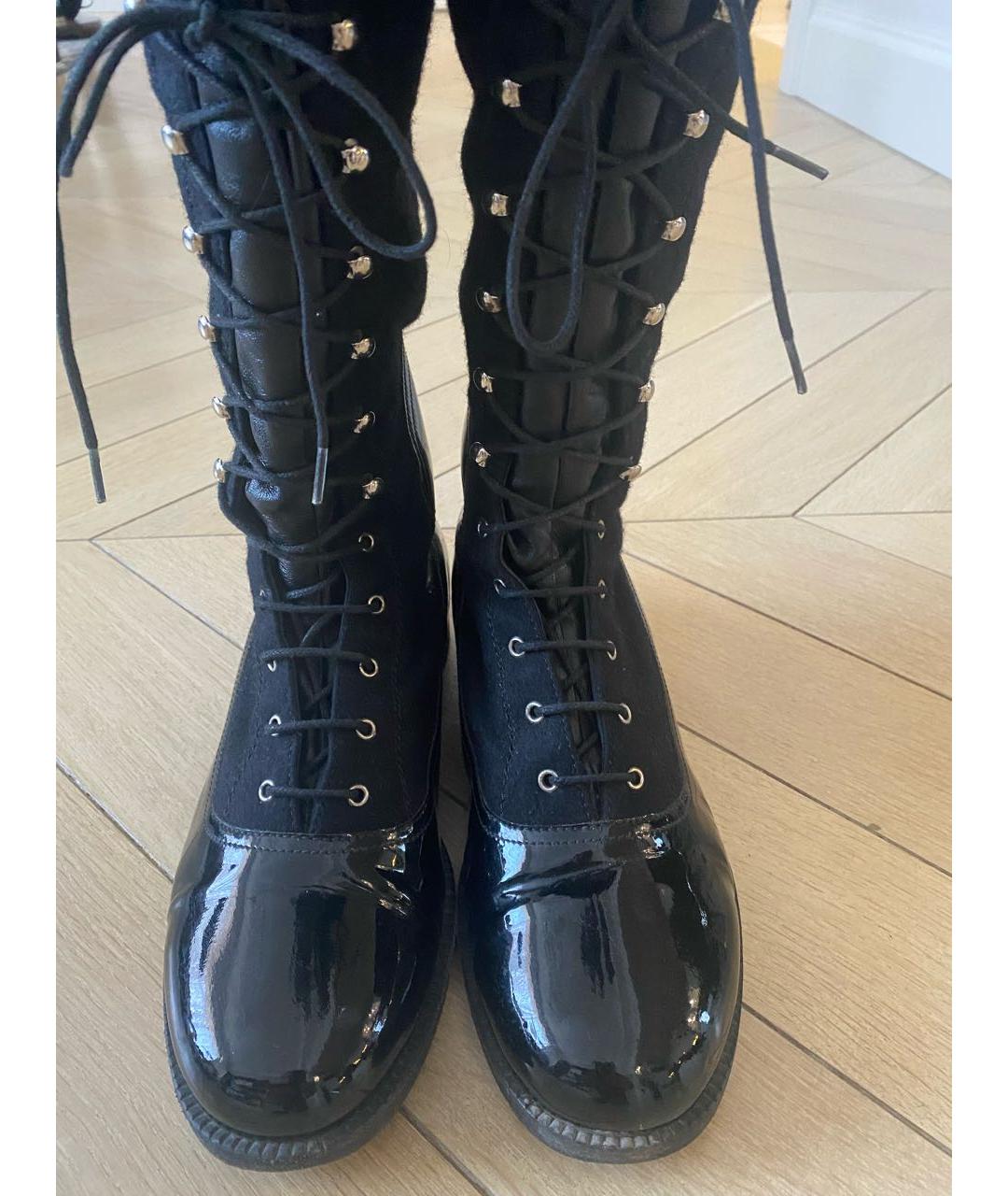 CHANEL Черные текстильные сапоги, фото 3