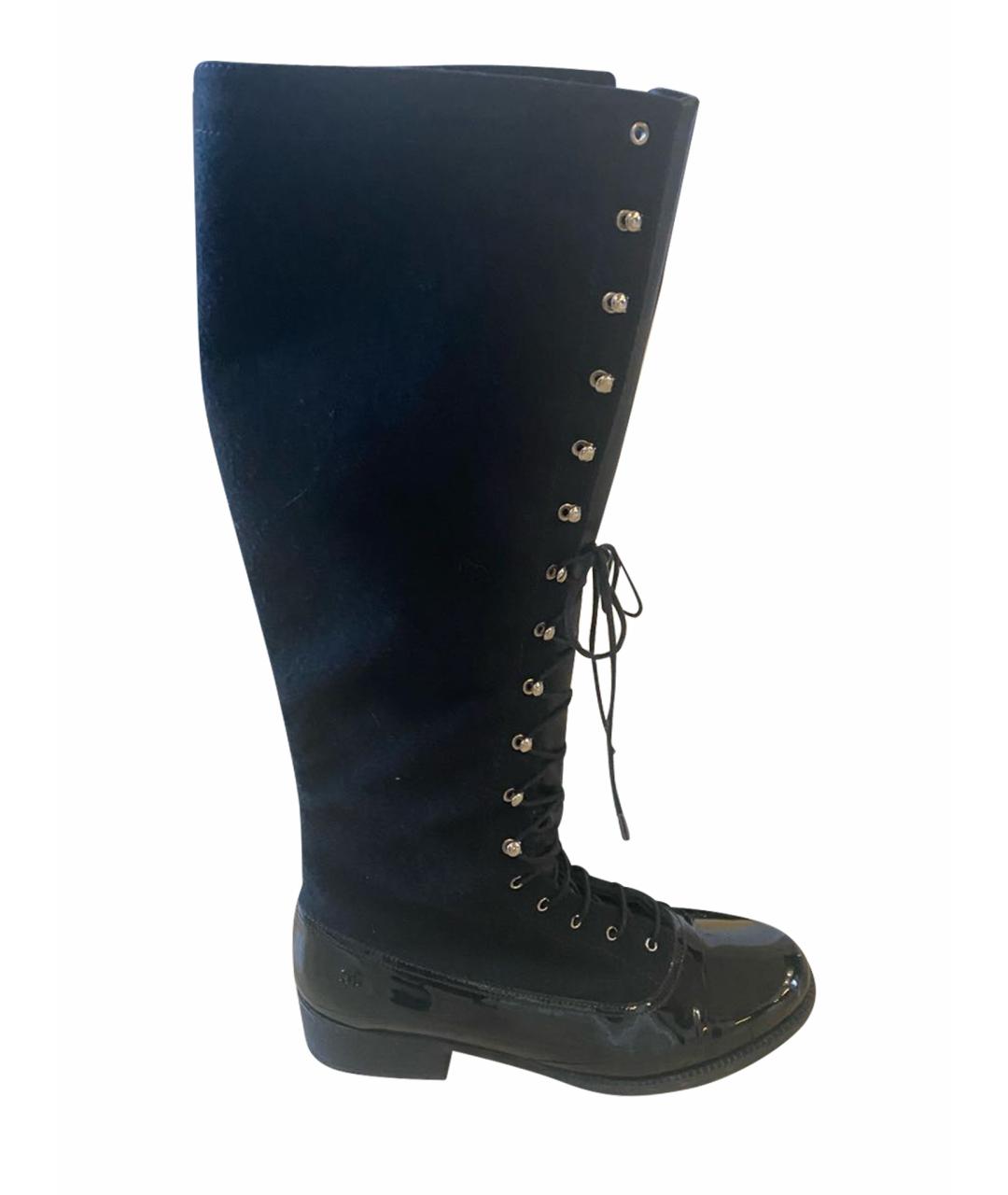 CHANEL Черные текстильные сапоги, фото 1