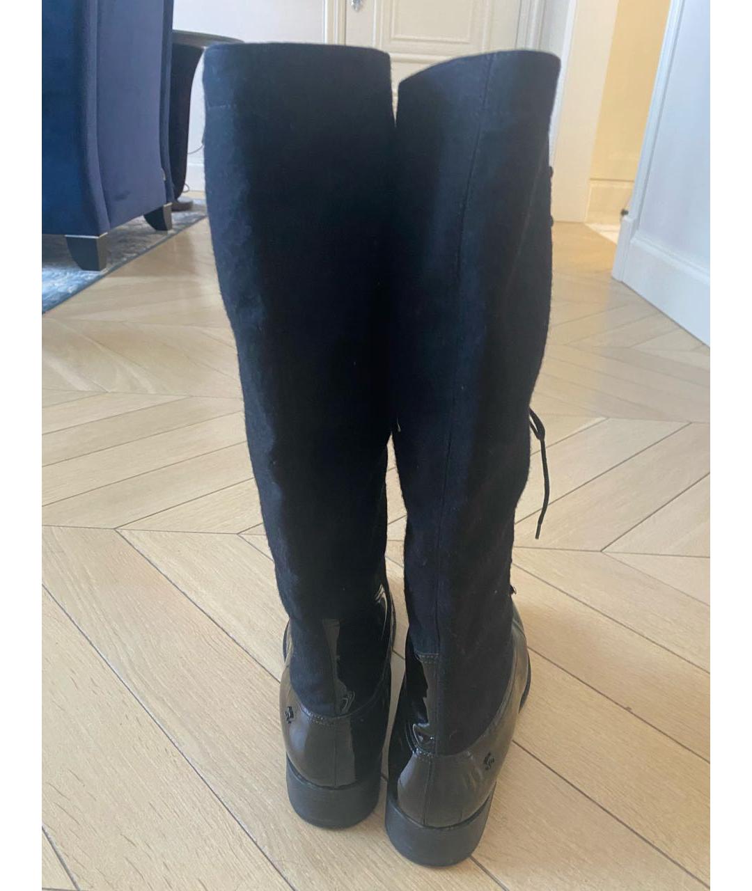 CHANEL Черные текстильные сапоги, фото 4