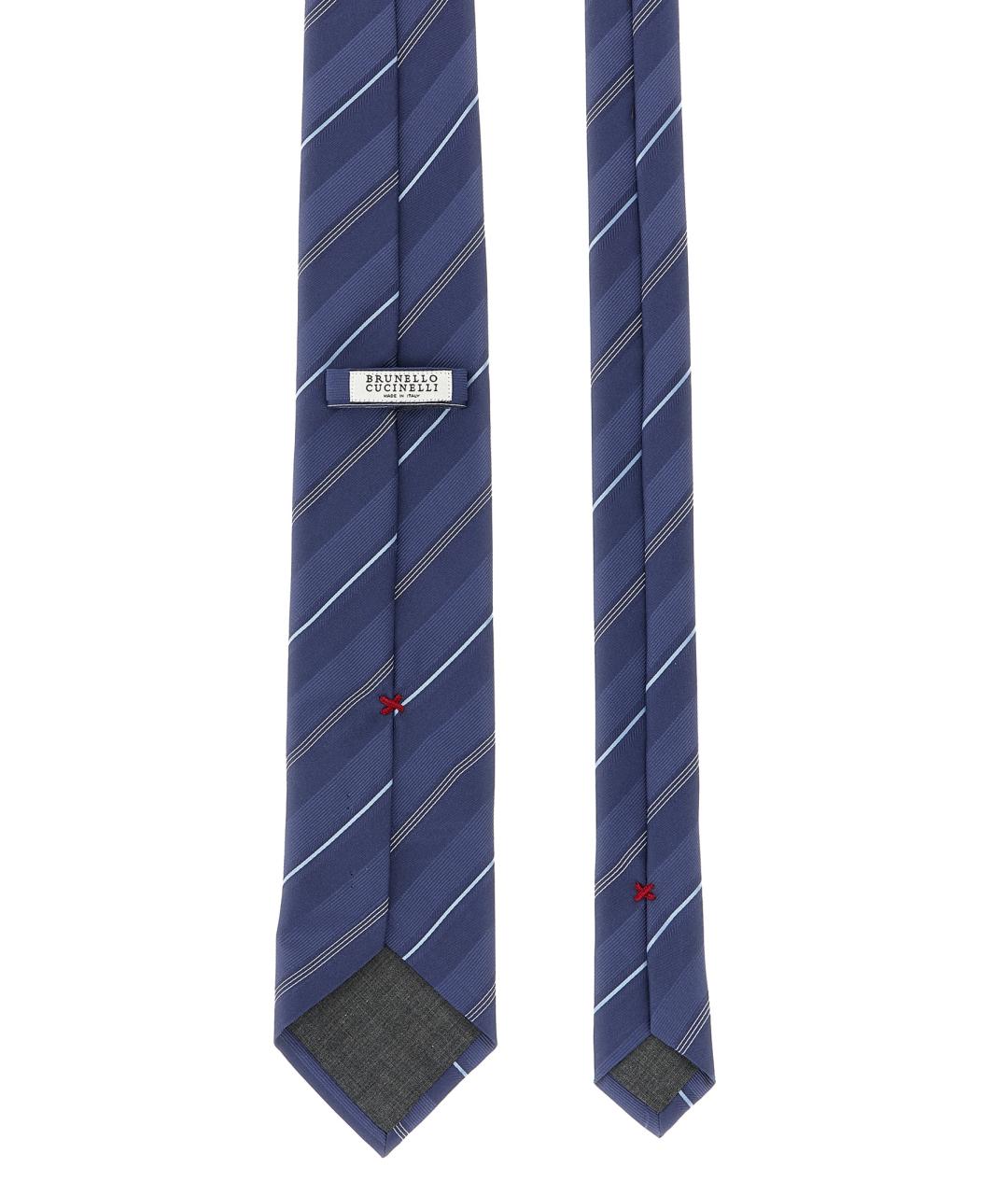 BRUNELLO CUCINELLI Синий шелковый галстук, фото 3