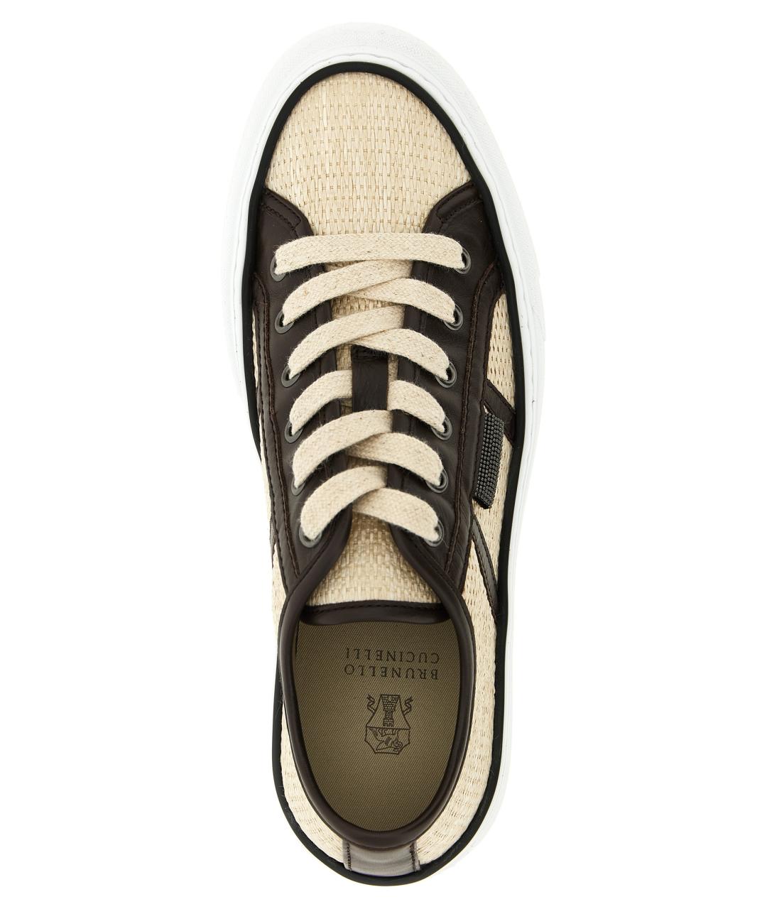 BRUNELLO CUCINELLI Бежевые текстильные кеды, фото 4