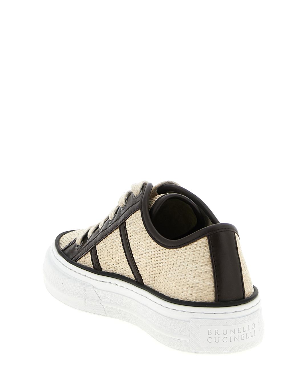 BRUNELLO CUCINELLI Бежевые текстильные кеды, фото 3