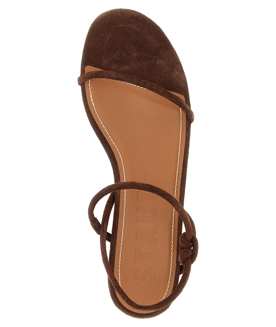 STAUD Коричневые замшевые сандалии, фото 4