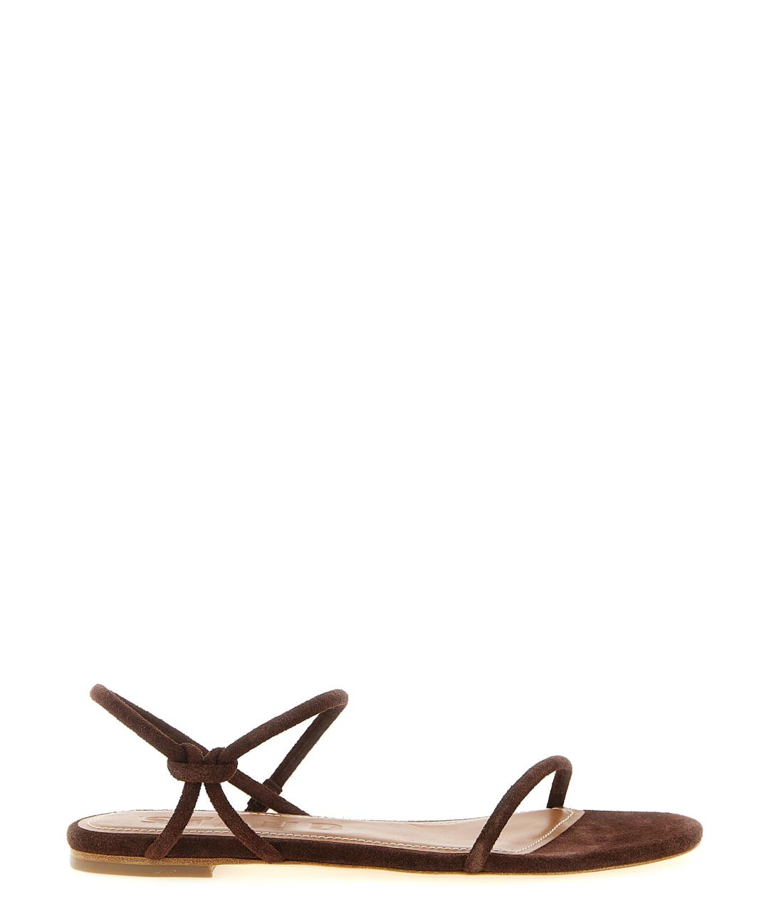 STAUD Коричневые замшевые сандалии, фото 1