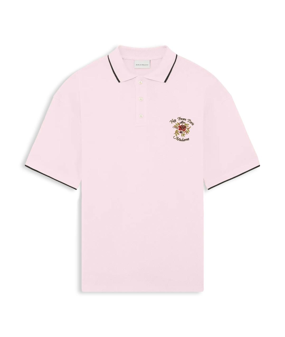 Drole de Monsieur Розовое хлопковое поло с коротким рукавом, фото 1